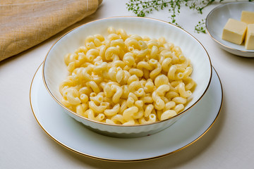 Boiled pasta in a plate