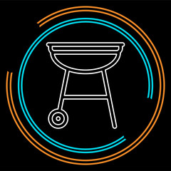 vector grill bbq menu icon, cooking meat