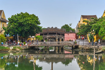 Fototapeta na wymiar City centre Japanese bridge view, Hoi An, Vietnam