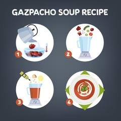 Cold gazpacho soup cooking recipe. Fast and easy