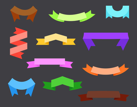 Set of twelve ribbons and banners for web design