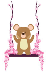 bear swing with flowers © Stockgiu