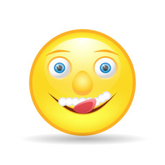 yellow emoticon licking white cream from her lips