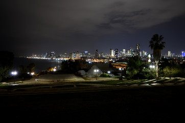 Fototapeta na wymiar Skyline of Tel Aviv by night