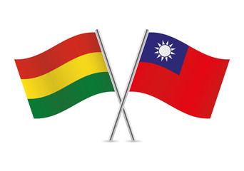 Bolivia and Taiwan flags. Vector illustration.