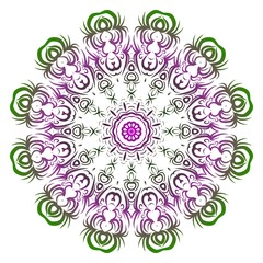 Green, purple color Anti-stress therapy pattern. Mandala. For design backgrounds. Vector illustration.