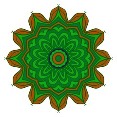 Decorative floral mandala. Vector illustration. Brown, dark blue, green color
