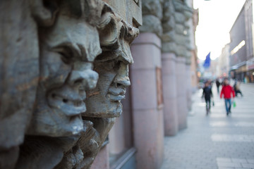 Obraz premium HELSINKI, FINLAND - MARCH 20, 2011: Helsinki, a fragment of decor on the house of the insurance company Pohjola