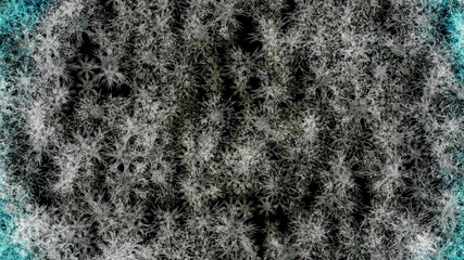 Abstract background with a variety of colorful snowflakes. Big and small.