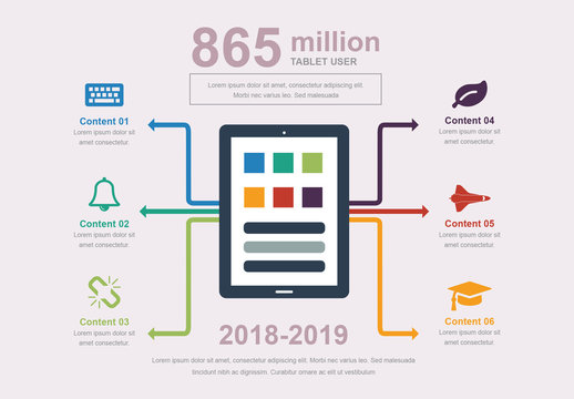 Timeline Infographic with Icons and Tablet