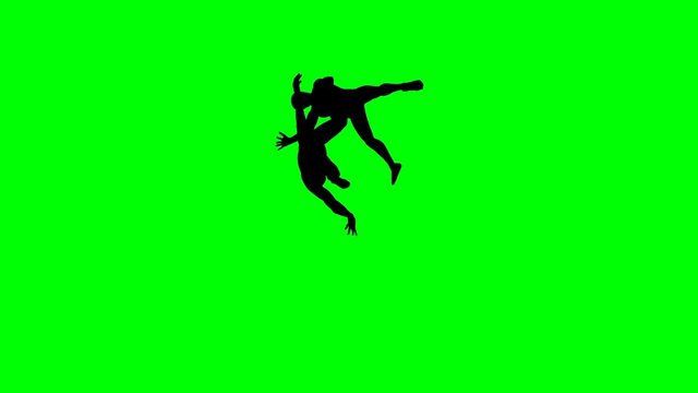 Men Falling Down on a Green Screen