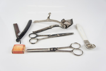 barber equipment with white background