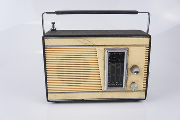 old radio with white background