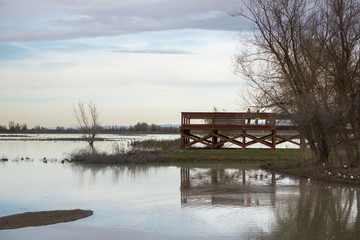 Wildlife viewing platform at Llano Seco Unit, Sacramento National Wildlife Refuge, California