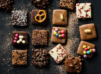 chocolate cookies on the black background
