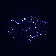 digital map of Kazakhstan electricity with lighting