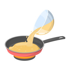 Omelette cooking. Fast and easy breakfast with egg