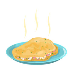 Omelette dish. Fast and easy breakfast with egg