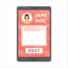 Woman profile on social network with avatar