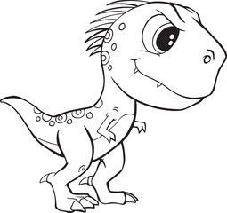 Cute Rapter Dinosaur Vector Illustration Art