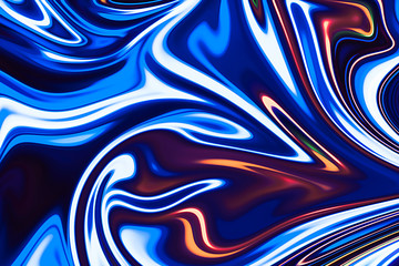 Liquid Abstract Pattern With Neon Light Graphics Color Art Form. Digital Background With Liquifying Flow.