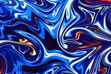Liquid Abstract Pattern With Neon Light Graphics Color Art Form. Digital Background With Liquifying Flow.
