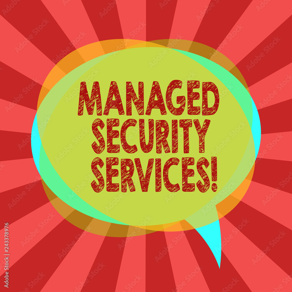 Poster text sign showing managed security services. conceptual photo approach in analysisaging clients secu