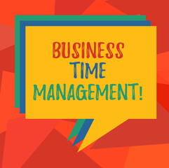 Word writing text Business Time Management. Business concept for organizing and planning how to divide your time Stack of Speech Bubble Different Color Blank Colorful Piled Text Balloon