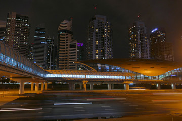 Fototapeta na wymiar Downtown of Dubai with modern Metro station, United Arab Emirates