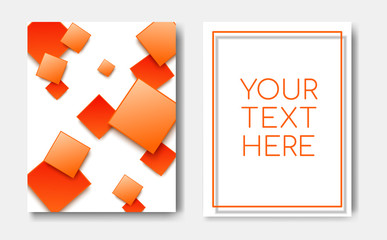 Obraz premium Modern trendy banner concept with geometric pattern blue square elements and text copy space,mockup web online design.Minimalistic abstract memphis cover page,flyer,brochure template