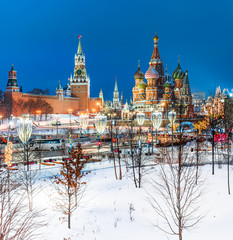 Fototapeta premium Moscow Red Square and Saint Basil s Cathedral in winter time