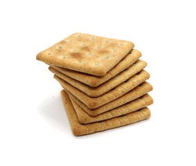 Cookie cracker crispy stack isolated on white background.