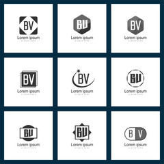 Fototapeta na wymiar Set of letter logo. Initial BV Logo Template Vector Design