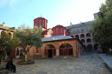 Fototapeta premium Christian Orthodox Monastery Iveron, Holy Mount Athos, Greece