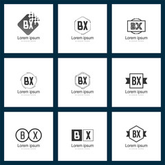 Set of letter logo. Initial BX Logo Template Vector Design