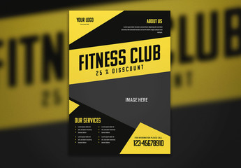 Fitness Flyer Layout with Yellow Accents - Powered by Adobe