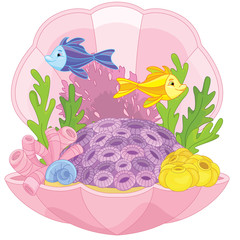 Underwater world with fish