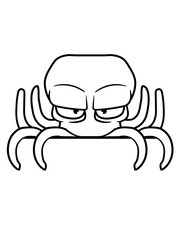 verstecken schild rand schreiben name text böser oktopus krake kopffüßer kalmar tentakel tintenfisch unterwasser monster comic cartoon clipart lustig design meer wasser tauchen fisch © Style-o-Mat-Design