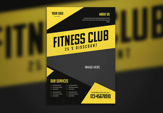 Fitness Flyer Layout with Yellow Accents