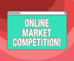 Text sign showing Online Market Competition. Conceptual photo Rivalry between companies selling same product Monitor Screen with Forward Backward Progress Control Bar Blank Text Space