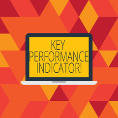 Word writing text Key Perforanalysisce Indicator. Business concept for evaluate the success of an organizations Laptop Monitor Personal Computer Device Tablet Blank Screen for Text Space