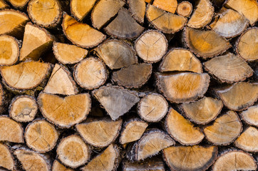 Dry chopped firewood logs ready for winter