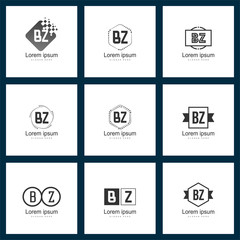 Set of letter logo. Initial BZ Logo Template Vector Design