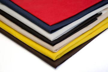 Colorful Fabric Swatches On White Close Up