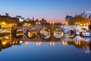 Night Ile de la Cite in Paris, France