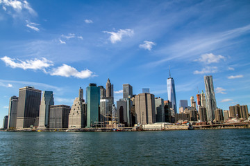 Manhattan downtown skyline, view from Brooklyn. New York city, USA. Travel USA.