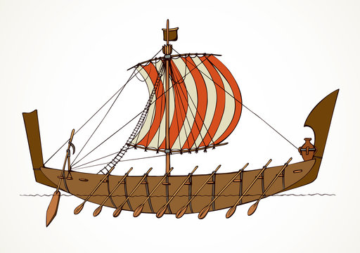 Vector Illustration. Ancient Phoenician Ship