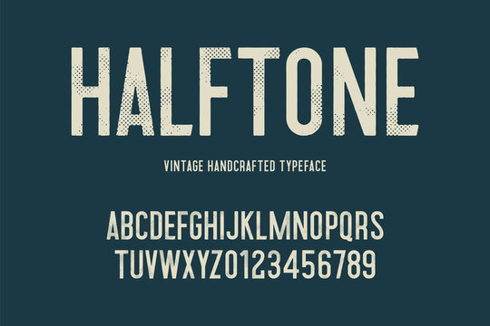 vintage handcrafted typeface with halftone effect. grunge letters. vector illustration
