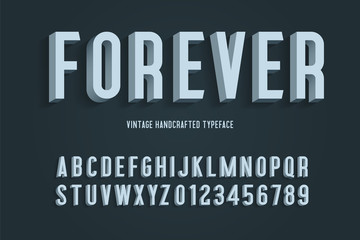 forever vintage handcrafted 3d alphabet. vector illustration
