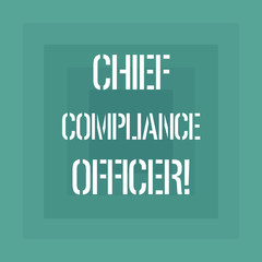 Text sign showing Chief Compliance Officer. Conceptual photo oversees the Corporate Compliance Program Geometrical Shape Multiple Halftone Squares Overlaying Like Tunnel photo